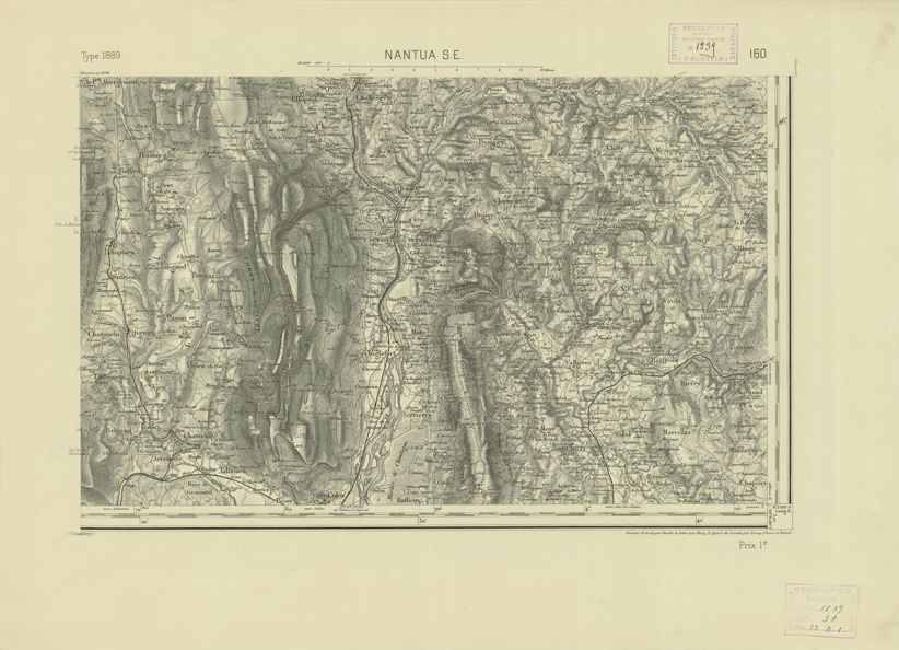 (N:22755) CARTE DE FRANCE - NANTUA S.E. (B0019332) Carte e stampe antiche: riproduzione a colori su carta (formato A2)