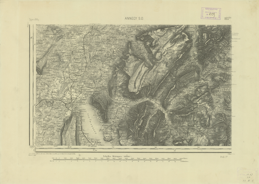 (N:22759) CARTE DE FRANCE - ANNECY S.O. (B0019336) Carte e stampe antiche: riproduzione a colori su carta (formato A2)