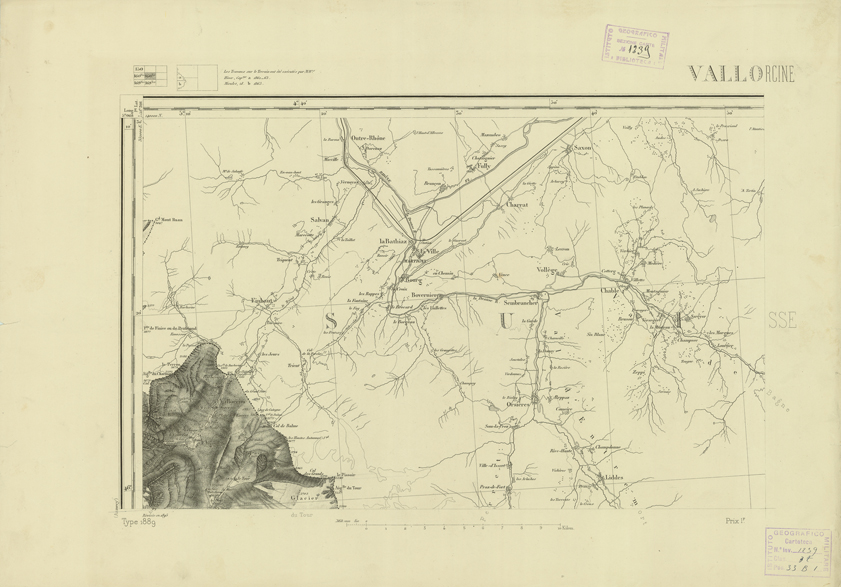 (N:22762) CARTE DE FRANCE - VALLORCINE (B0019339) Carte e stampe antiche: riproduzione a colori su carta (formato A2)
