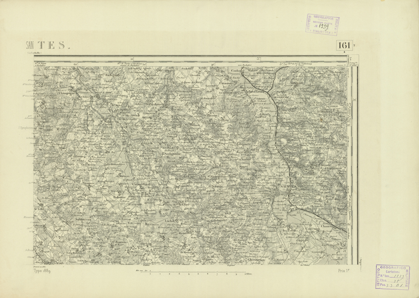 (N:22764) CARTE DE FRANCE - SAINTES (B0019341) Carte e stampe antiche: riproduzione a colori su carta (formato A2)