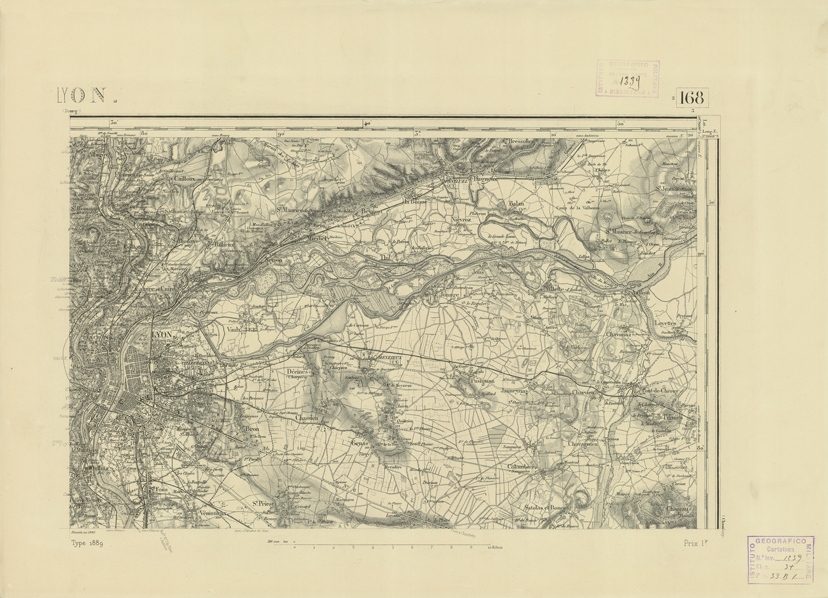 (N:22768) CARTE DE FRANCE - LYON (B0019345) Carte e stampe antiche: riproduzione a colori su carta (formato A2)