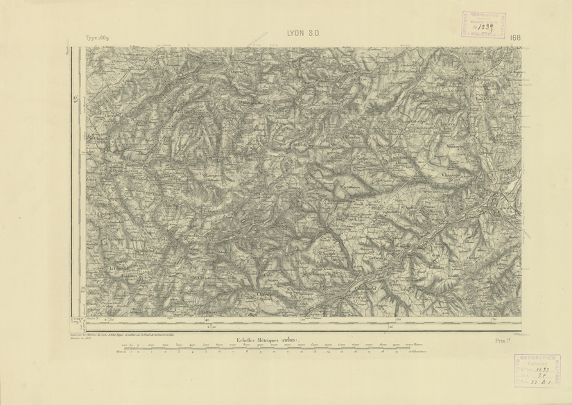 (N:22769) CARTE DE FRANCE - LYON (B0019346) Carte e stampe antiche: riproduzione a colori su carta (formato A2)