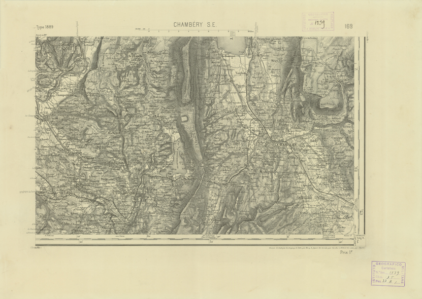 (N:22773) CARTE DE FRANCE - CHAMBERY S.E. (B0019350) Carte e stampe antiche: riproduzione a colori su carta (formato A2)