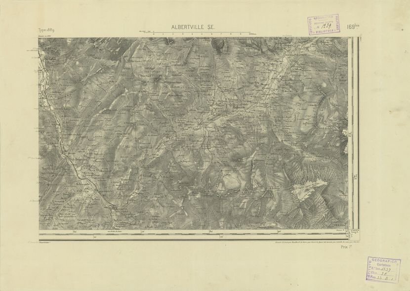 (N:22778) CARTE DE FRANCE - ALBERTVILLE S.E. (B0019355) Carte e stampe antiche: riproduzione a colori su carta (formato A2)