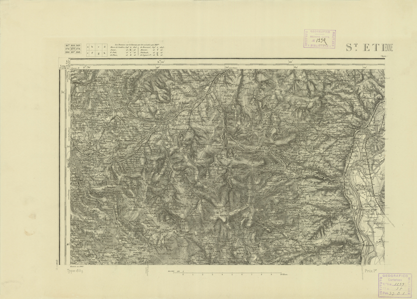(N:22784) CARTE DE FRANCE - SAINT ETIENNE (B0019362) Carte e stampe antiche: riproduzione a colori su carta (formato A2)