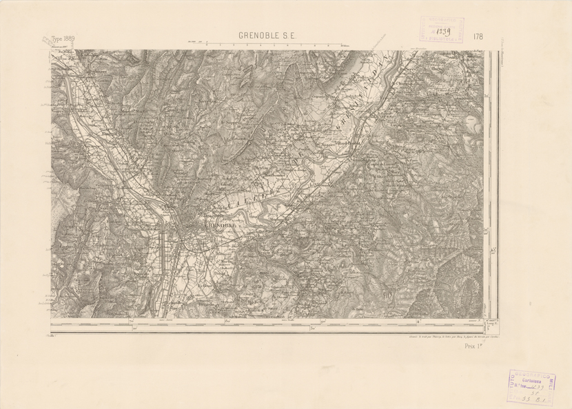 (N:22790) CARTE DE FRANCE - GRENOBLE S.E. (B0019368) Carte e stampe antiche: riproduzione a colori su carta (formato A2)