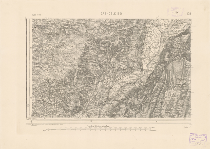 (N:22791) CARTE DE FRANCE - GRENOBLE S.O. (B0019369) Carte e stampe antiche: riproduzione a colori su carta (formato A2)