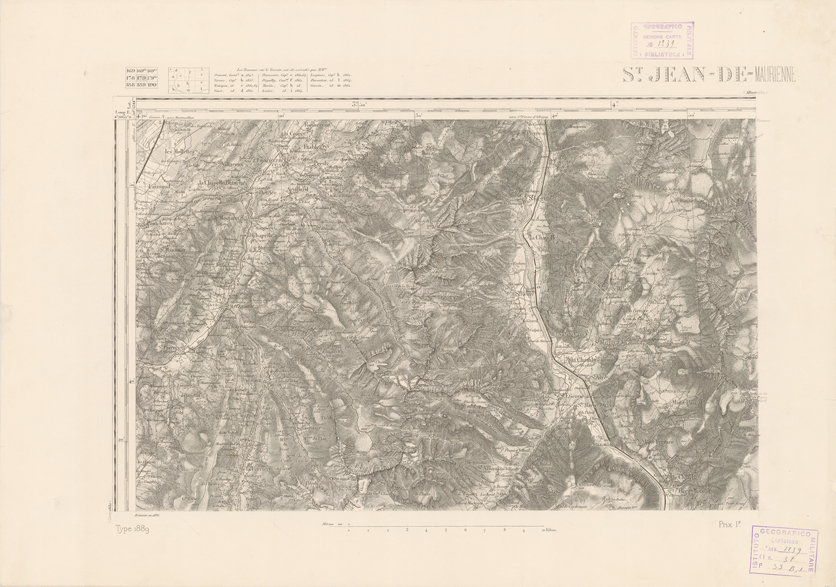 (N:22792) CARTE DE FRANCE SAINT JEAN DE MAURIENNE (B0019370) Carte e stampe antiche: riproduzione a colori su carta (formato A2)