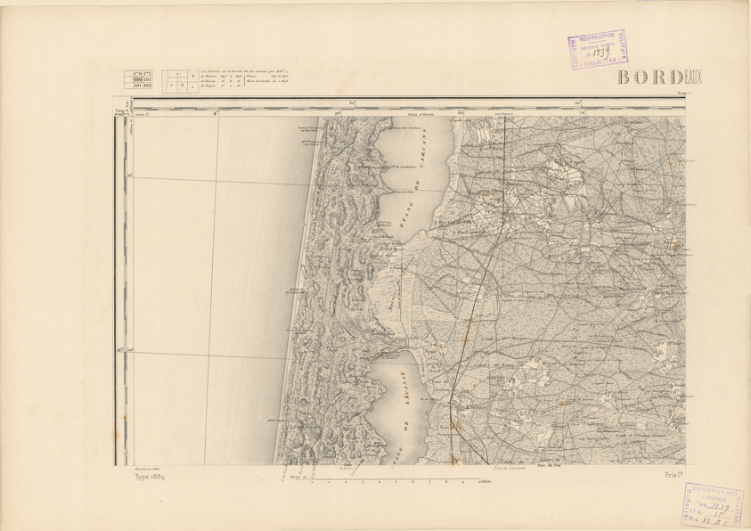 (N:22797) CARTE DE FRANCE - BORDEAUX (B0019375) Carte e stampe antiche: riproduzione a colori su carta (formato A2)