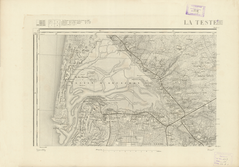 (N:22818) CARTE DE FRANCE - LA TESTE DE BUCH (B0019396) Carte e stampe antiche: riproduzione a colori su carta (formato A2)