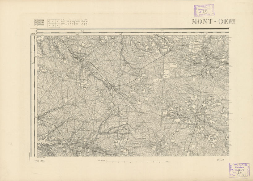 (N:22866) CARTE DE FRANCE - MONT DE MARSAN (B0019446) Carte e stampe antiche: riproduzione a colori su carta (formato A2)