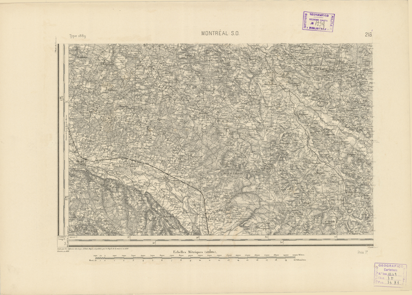 (N:22873) CARTE DE FRANCE - MONTREAL S.O. (B0019453) Carte e stampe antiche: riproduzione a colori su carta (formato A2)