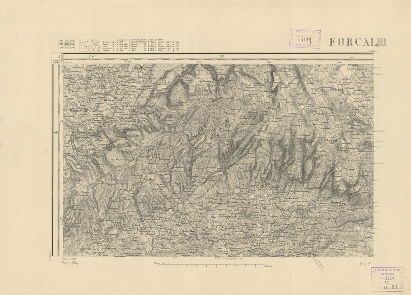 (N:22878) CARTE DE FRANCE - FORCALQUIER (B0019458) Carte e stampe antiche: riproduzione a colori su carta (formato A2)