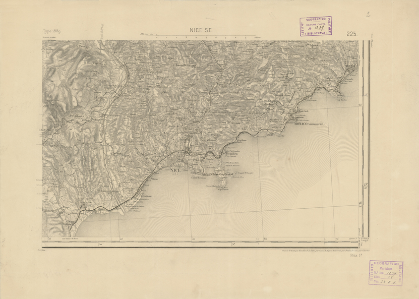 (N:22886) CARTE DE FRANCE - NICE S.E. (B0019466) Carte e stampe antiche: riproduzione a colori su carta (formato A2)