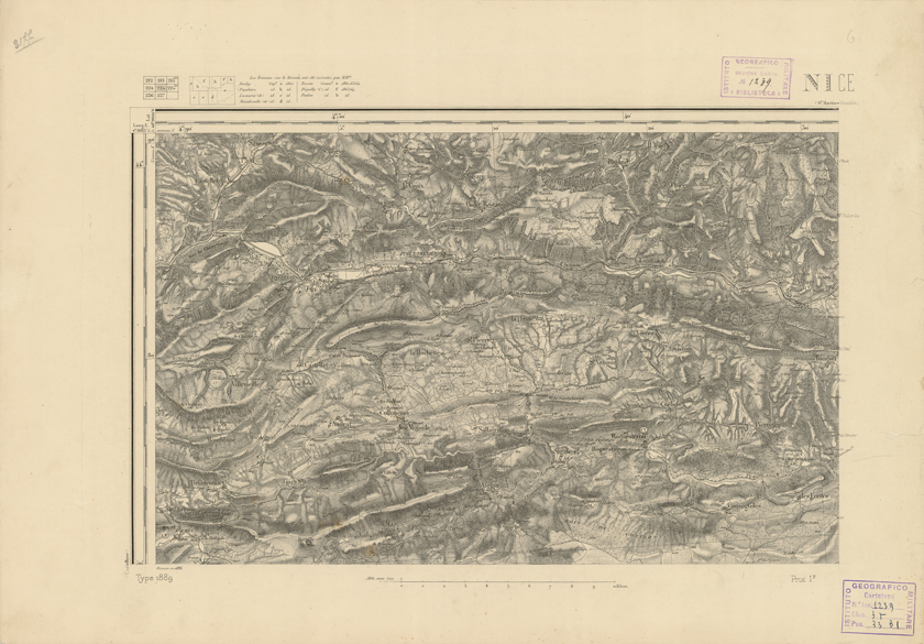 (N:22888) CARTE DE FRANCE - NICE (B0019468) Carte e stampe antiche: riproduzione a colori su carta (formato A2)