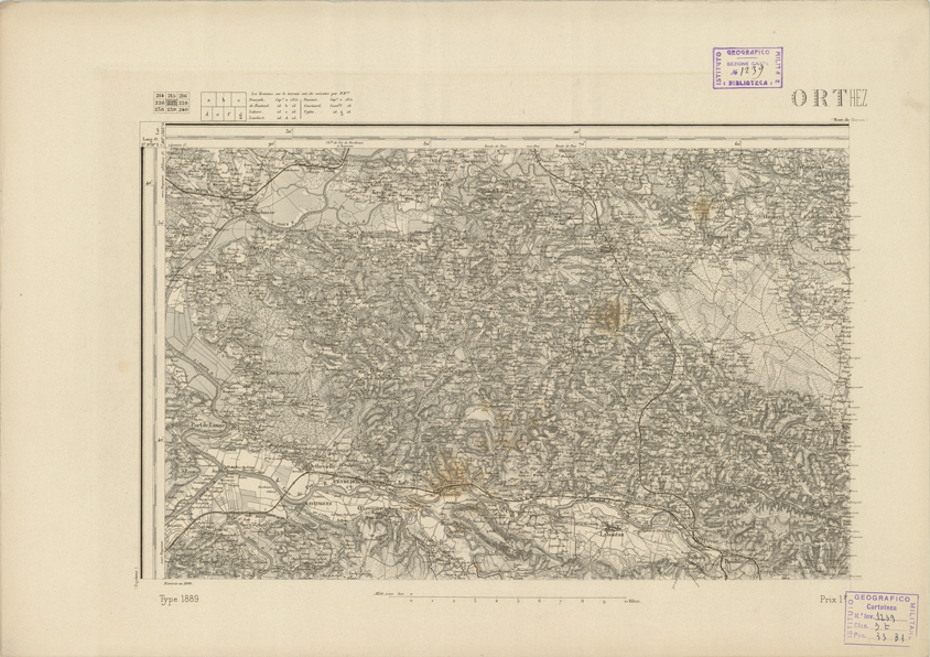 (N:22895) CARTE DE FRANCE - ORTHEZ (B0019475) Carte e stampe antiche: riproduzione a colori su carta (formato A2)