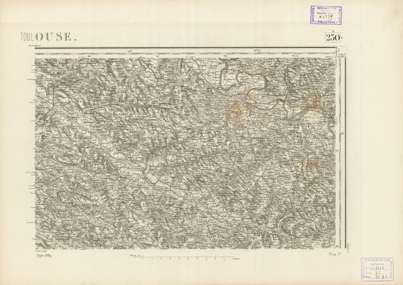 (N:22907) CARTE DE FRANCE - TOULOUSE (B0019488) Carte e stampe antiche: riproduzione a colori su carta (formato A2)
