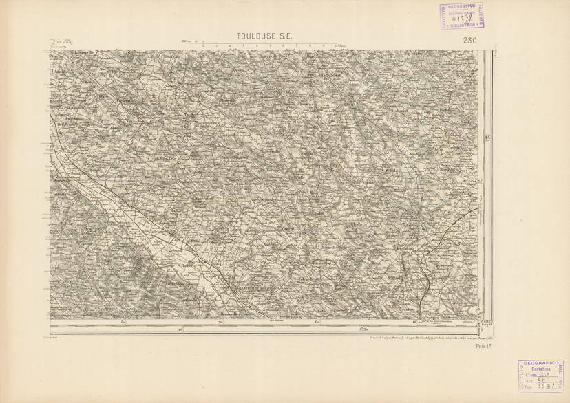 (N:22908) CARTE DE FRANCE - TOULOUSE S.E. (B0019489) Carte e stampe antiche: riproduzione a colori su carta (formato A2)