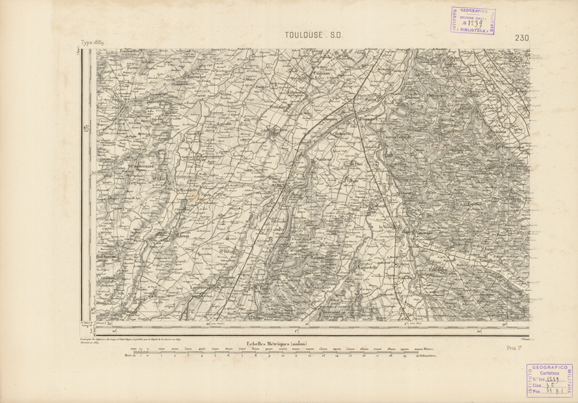 (N:22909) CARTE DE FRANCE - TOULOUSE S.O. (B0019490) Carte e stampe antiche: riproduzione a colori su carta (formato A2)
