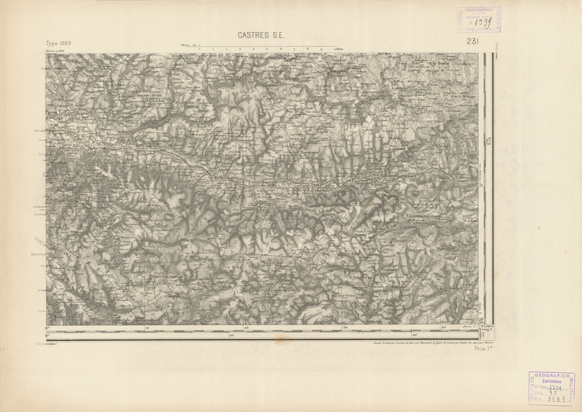 (N:22912) CARTE DE FRANCE - CASTRES S.E. (B0019493) Carte e stampe antiche: riproduzione a colori su carta (formato A2)