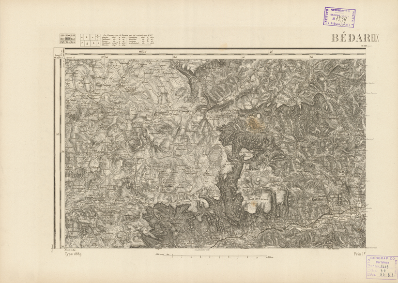 (N:22914) CARTE DE FRANCE - BEDARIEUX (B0019495) Carte e stampe antiche: riproduzione a colori su carta (formato A2)