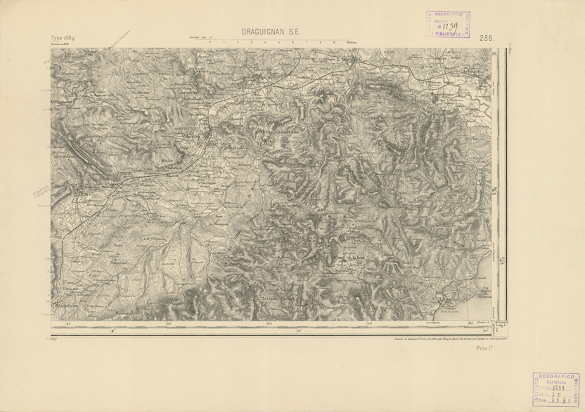 (N:22928) CARTE DE FRANCE - DRAGUIGNAN S.E. (B0019509) Carte e stampe antiche: riproduzione a colori su carta (formato A2)