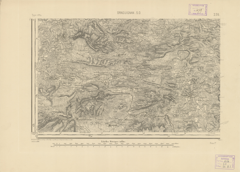 (N:22929) CARTE DE FRANCE - DRAGUIGNAN S.O. (B0019510) Carte e stampe antiche: riproduzione a colori su carta (formato A2)