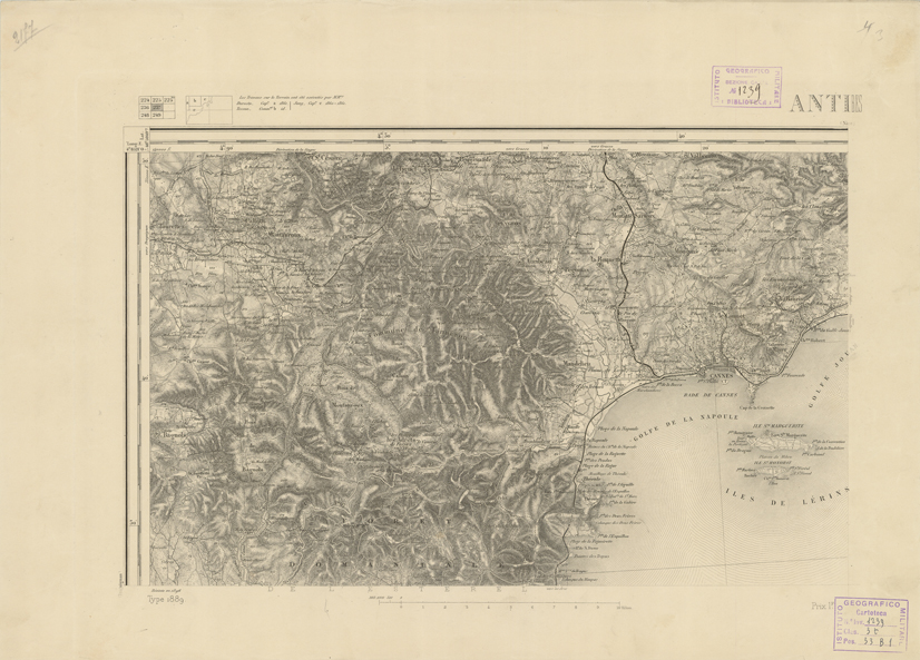 (N:22931) CARTE DE FRANCE - ANTIBES (B0019512) Carte e stampe antiche: riproduzione a colori su carta (formato A2)