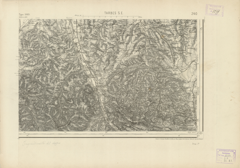 (N:22938) CARTE DE FRANCE - TARBES S.E. (B0019520) Carte e stampe antiche: riproduzione a colori su carta (formato A2)