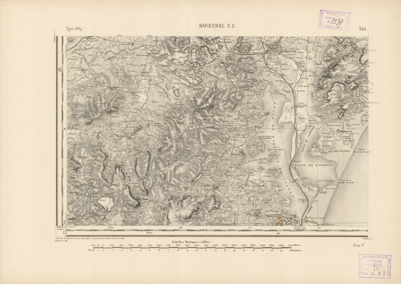 (N:22952) CARTE DE FRANCE - NARBONNE S.O. (B0019533) Carte e stampe antiche: riproduzione a colori su carta (formato A2)