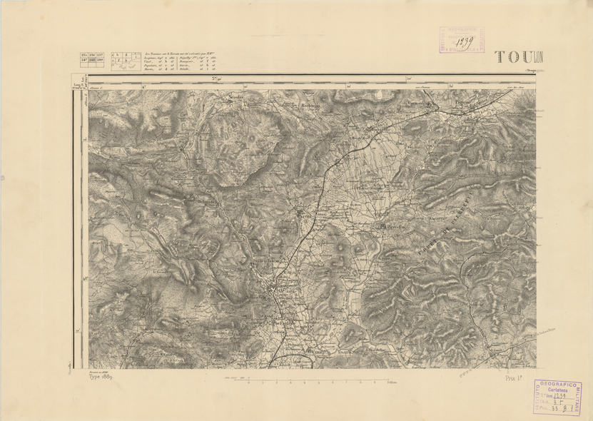 (N:22959) CARTE DE FRANCE - TOULON (B0019540) Carte e stampe antiche: riproduzione a colori su carta (formato A2)