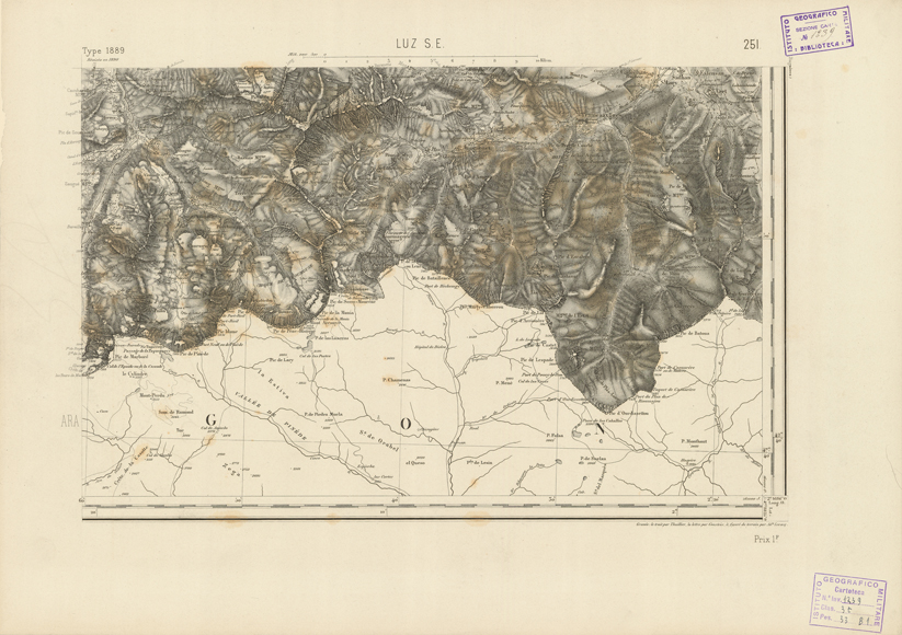 (N:22968) CARTE DE FRANCE- LUZ S.E. (B0019549) Carte e stampe antiche: riproduzione a colori su carta (formato A2)