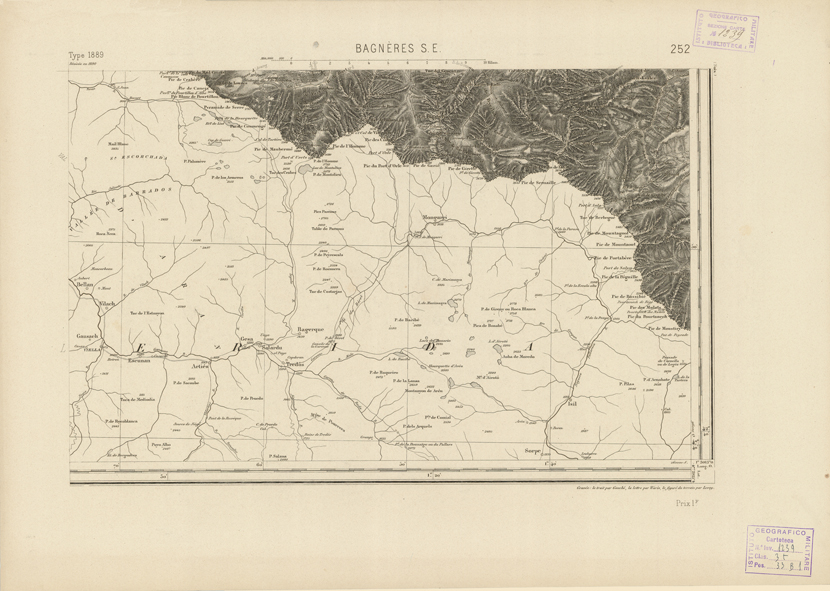 (N:22972) CARTE DE FRANCE - BAGNERES DE LUCUON S.E. (B0019553) Carte e stampe antiche: riproduzione a colori su carta (formato A2)