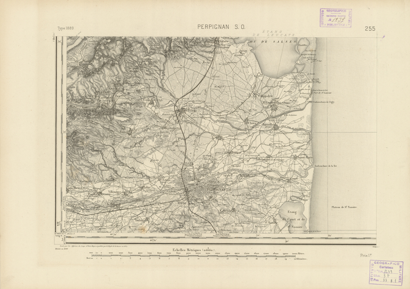 (N:22983) CARTE DE FRANCE - PERPIGNAN (B0019564) Carte e stampe antiche: riproduzione a colori su carta (formato A2)