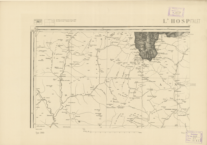 (N:22984) CARTE DE FRANCE - L'HOSPITALET (B0019565) Carte e stampe antiche: riproduzione a colori su carta (formato A2)