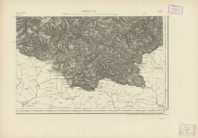 (N:22989) CARTE DE FRANCE - PRADES S.E. (B0019570) Carte e stampe antiche: riproduzione a colori su carta (formato A2)