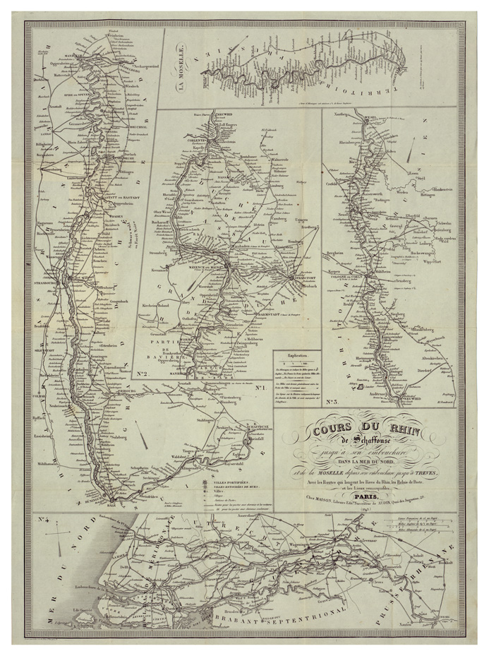 (N:34418) COURS DU RHIN DE SCHAFFOUSE JUSQ'A' SON EMBOUCHURE (B0020314) Carte e stampe antiche: riproduzione a colori su carta (formato A2)