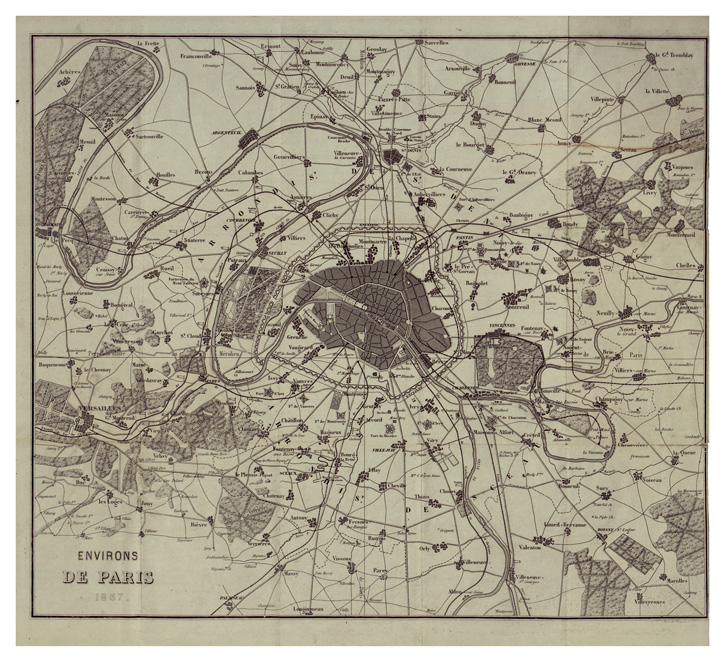(N:34442) ENVIRONS DE PARIS (B0020324) Carte e stampe antiche: riproduzione a colori su carta (formato A2)