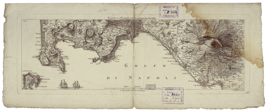 (N:34671) KARTE VON NEAPEL UND DER UMLIEGENDEN GEGEND (B0020503) Carte e stampe antiche: riproduzione a colori su carta (formato A2)