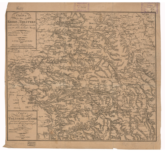 (N:35067) CARTE DU THEATRE DE LA GUERRE - CHARTE DES KRIEGS THEATERS (CAMPAGNA 1814) (B0020771) Carte e stampe antiche: riproduzione a colori su carta (formato A2)