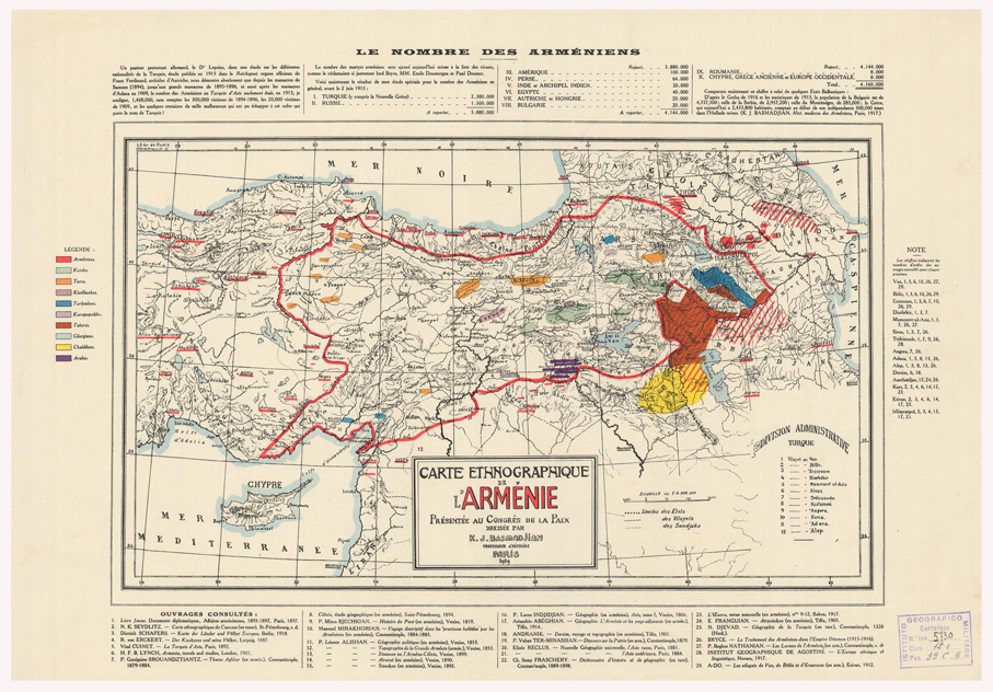 (N:35877) CARTE ETHNOGRAPHIQUE DE L'ARMENIE (B0021191) Carte e stampe antiche: riproduzione a colori su carta (formato A2)