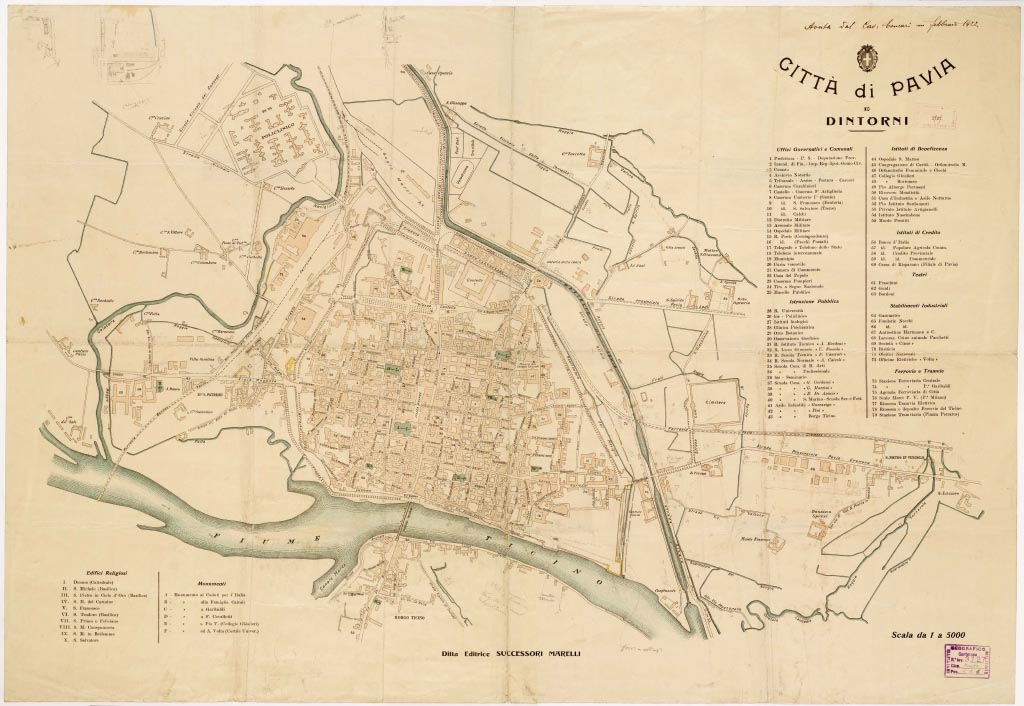 (N:8886) CITTA' DI PAVIA E DINTORNI (B0006425, B0006426, B6425-26) Carte e stampe antiche: riproduzione a colori su carta (formato A2)
