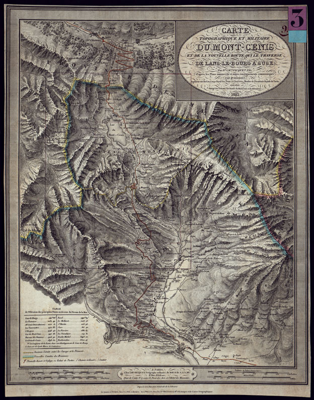 (N:4068) CARTE TOPOGRAPHIQUE ET MILITAIRE DU MONT- CENIS ET DE LA NOUVELLE ROUTE QUI LE TRAVERSE DE LANS-LE-BOURG A SUSE. (CA000014) Carte e stampe antiche: riproduzione a colori su carta (formato A2)
