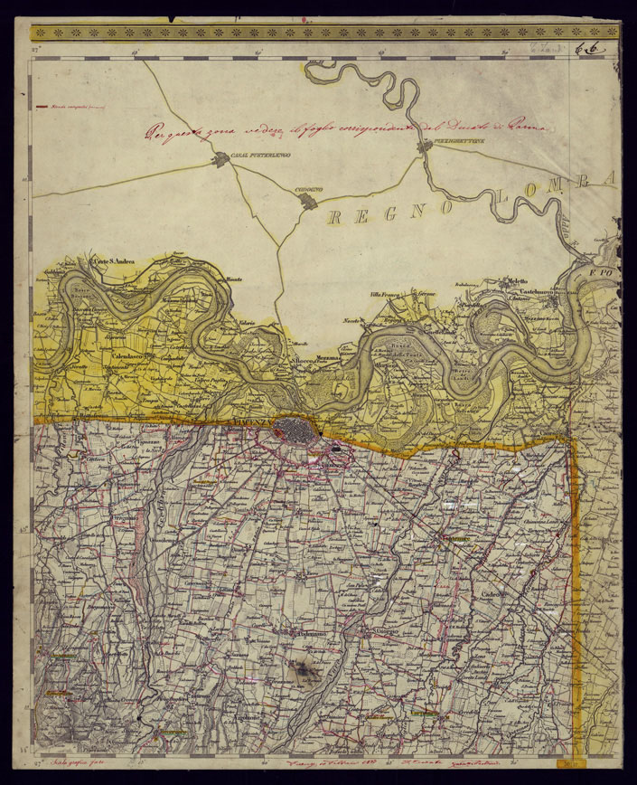 (N:1736) CARTA TOPOGRAFICA DELLA LOMBARDIA, VENETO E ITALIA CENTRALE - FOGLIO C6 (OVEST)  PIACENZA. (CA000186) Carte e stampe antiche: riproduzione a colori su carta (formato A2)
