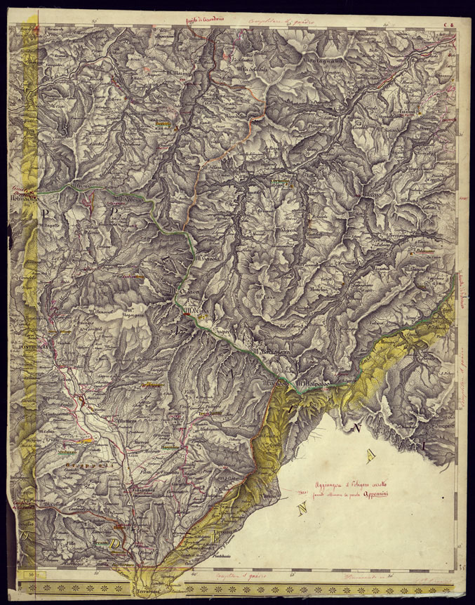 (N:1718) CARTA TOPOGRAFICA DELLA LOMBARDIA, VENETO E ITALIA CENTRALE  - FOGLIO C8 (EST) PONTREMOLI. (CA000193) Carte e stampe antiche: riproduzione a colori su carta (formato A2)