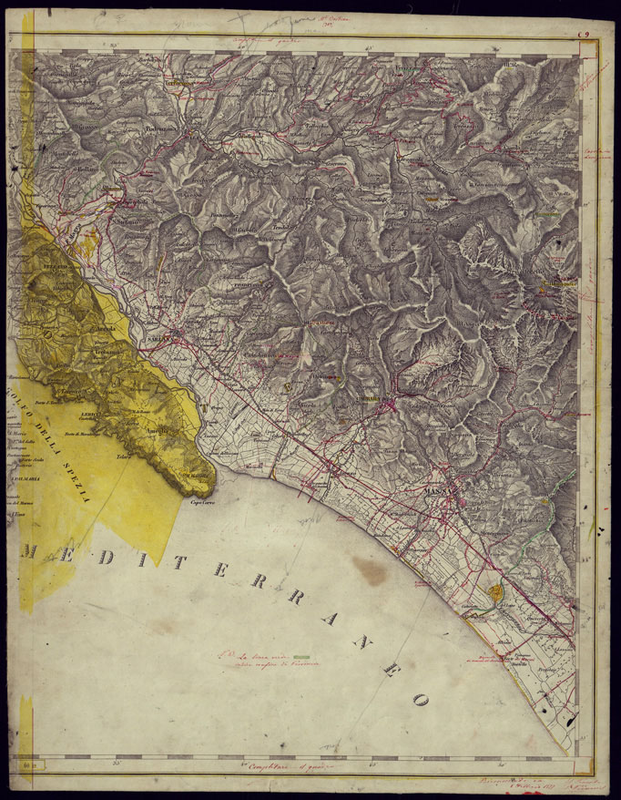 (N:1704) CARTA TOPOGRAFICA DELLA LOMBARDIA, VENETO E ITALIA CENTRALE - FOGLIO C9 (EST) MASSA. (CA000196) Carte e stampe antiche: riproduzione a colori su carta (formato A2)