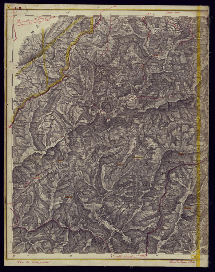 (N:1645) CARTA TOPOGRAFICA DELLA LOMBARDIA, VENETO E ITALIA CENTRALE - FOGLIO D8 (OVEST) CASTELNOVO NE' MONTI. (CA000210) Carte e stampe antiche: riproduzione a colori su carta (formato A2)