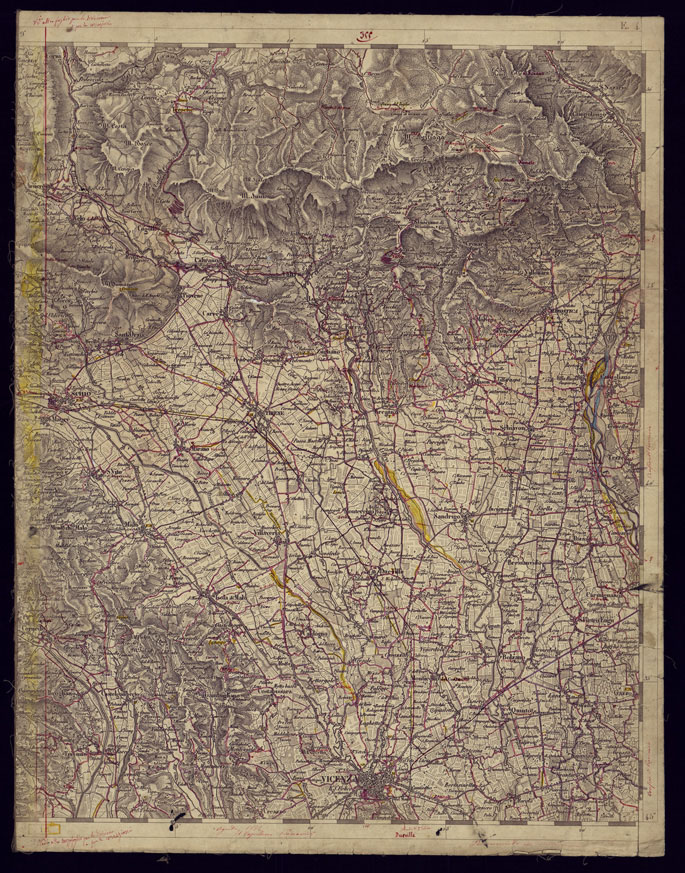 (N:1195) CARTA TOPOGRAFICA DELLA LOMBARDIA, VENETO E ITALIA CENTRALE - FOGLIO E4 (EST) VICENZA. (CA000221) Carte e stampe antiche: riproduzione a colori su carta (formato A2)