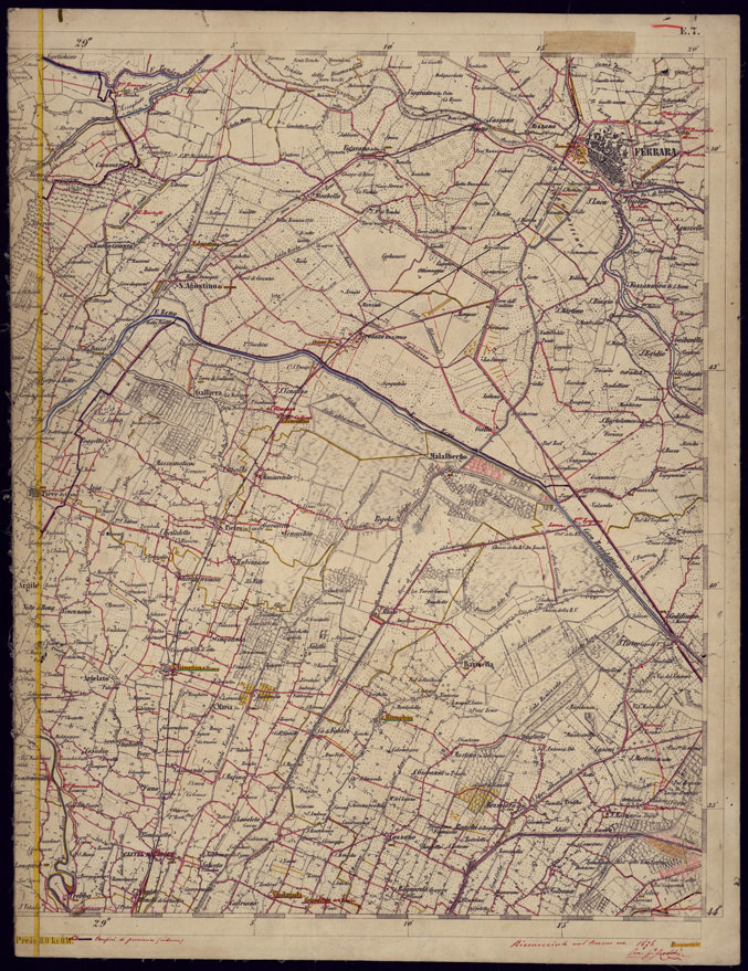 (N:1192) CARTA TOPOGRAFICA DELLA LOMBARDIA, VENETO E ITALIA CENTRALE - FOGLIO E7 (EST) FERRARA. (CA000224) Carte e stampe antiche: riproduzione a colori su carta (formato A2)