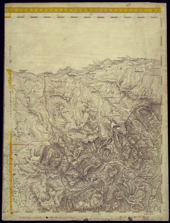 (N:1185) CARTA TOPOGRAFICA DELLA LOMBARDIA, VENETO E ITALIA CENTRALE - FOGLIO F1 (EST) CORTINA. (CA000231) Carte e stampe antiche: riproduzione a colori su carta (formato A2)